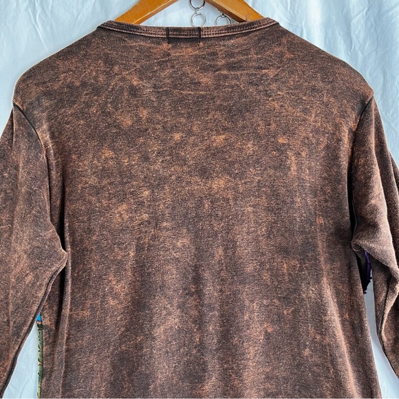 Rising International Hippie Boho Patchwork Shirt Women Medium Embroidered Flower - Picture 13 of 16